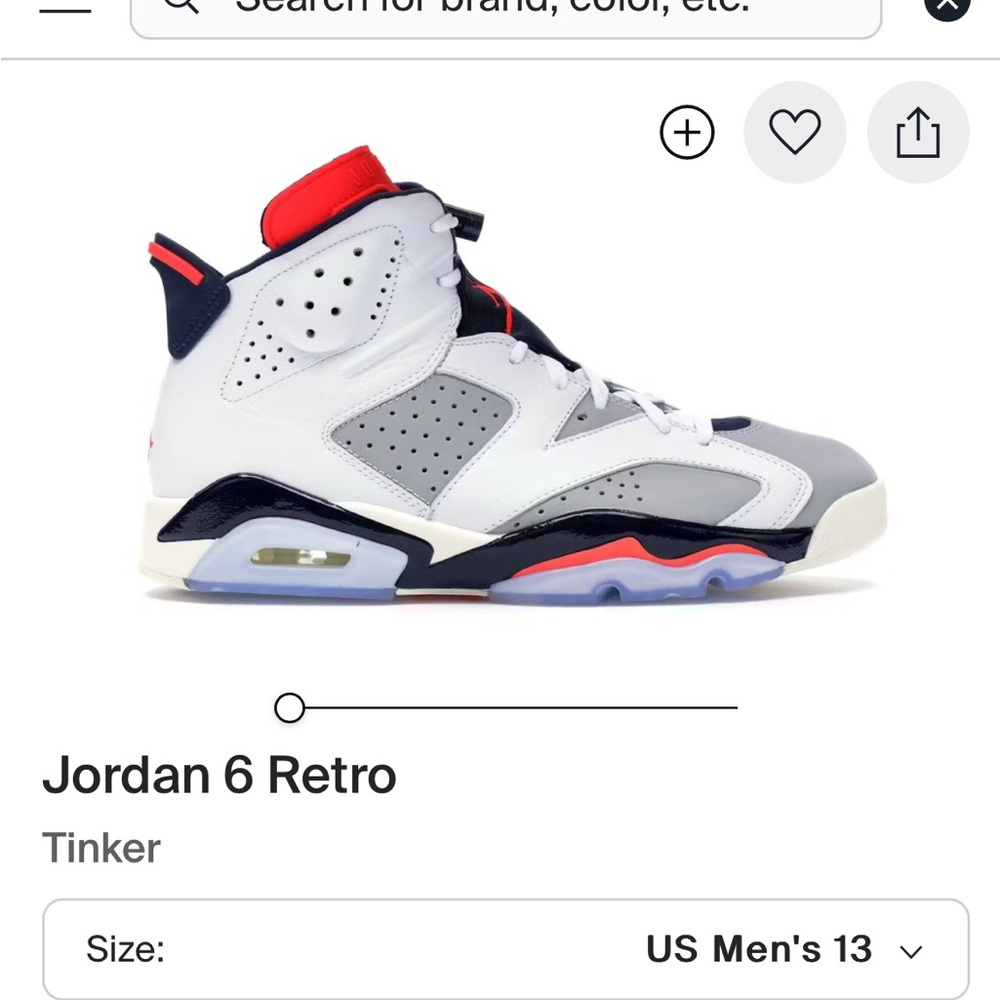 Air Jordan 6 Retro Tinker Men’s Sz 13, No Original Box